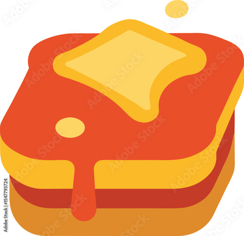 Flat Style French Toast With Syrup Vector Art
