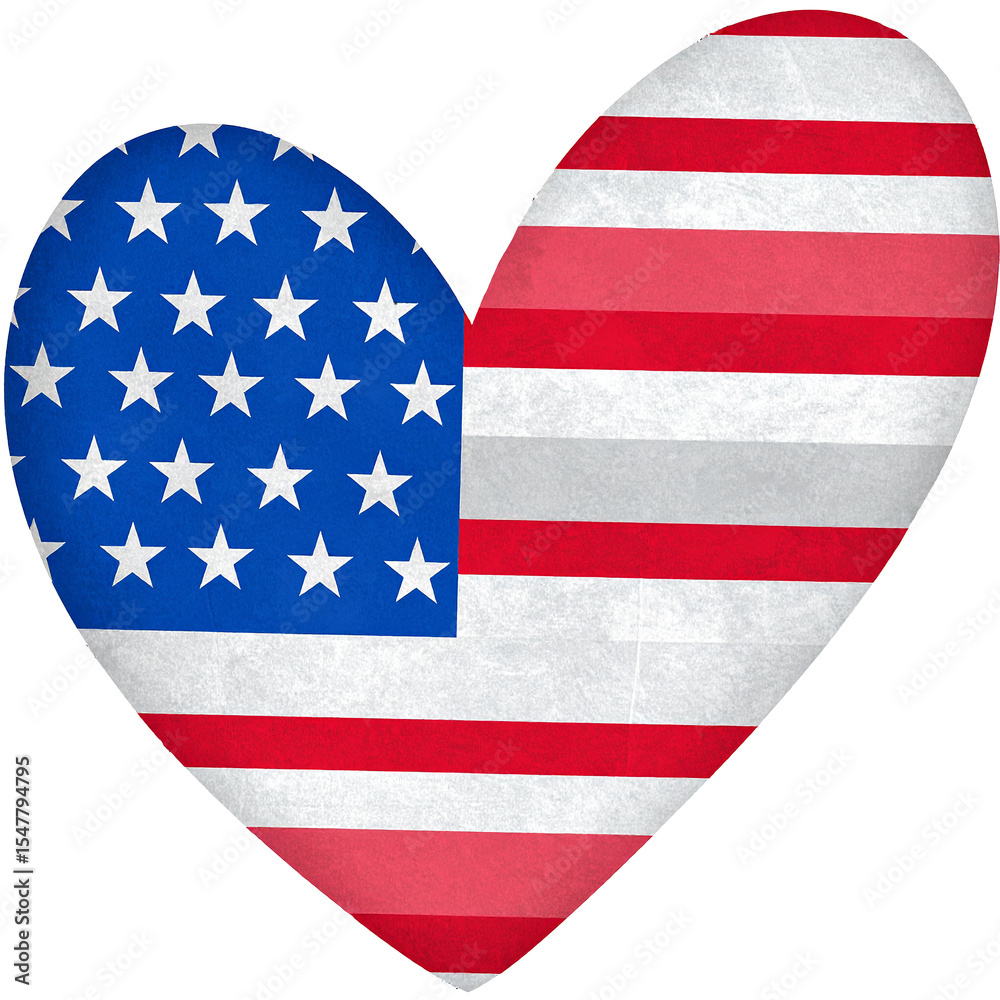 Obraz premium American Pride Heart: A patriotic heart design embodies the spirit of the United States, showcasing the iconic flag in a symbol of love, unity, and national identity.