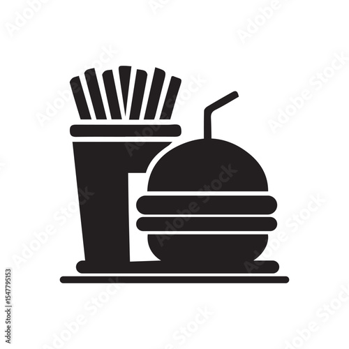 Fast food icon, Silhouette flat design on white background, Vector illustration