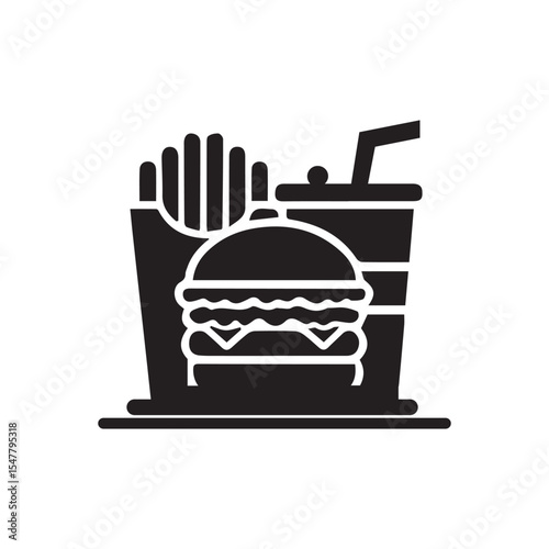 Fast food icon, Silhouette flat design on white background, Vector illustration