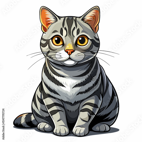 American Shorthair Cat Vector Illustration – Friendly Short Fur House Cat
