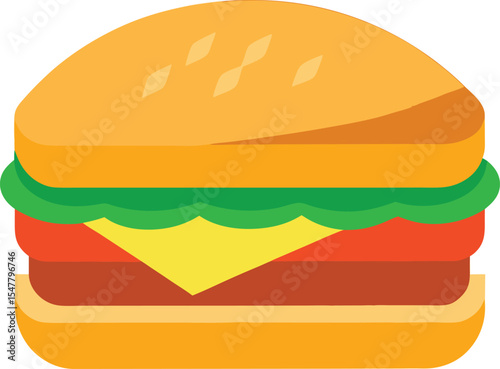 Flat Style Breakfast Sandwich Variation 2 Vector Art