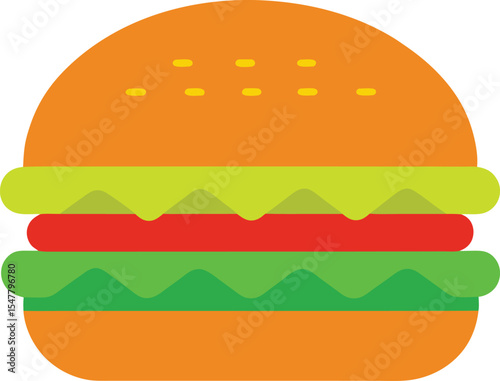 Flat Style Chicken Burger With Lettuce Variation 2 Vector Art