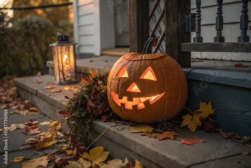 halloween pumpkin in the garden