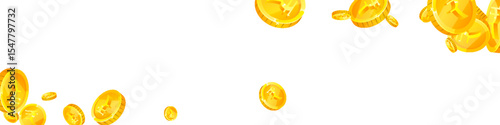 Indian rupee coins falling. Scattered gold INR