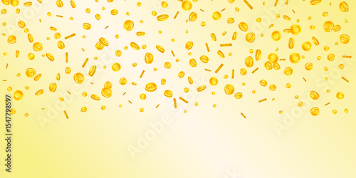 Thai baht coins falling. Gold scattered THB