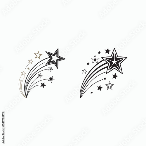 Falling star icon. Gold shooting star