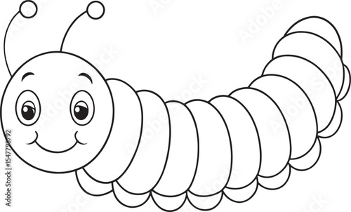 Cartoon caterpillar coloring page for early learners and kids fun