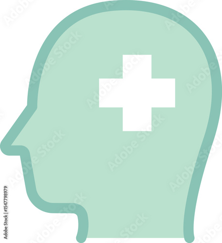 Flat Mental Health Symbol in Teal Color