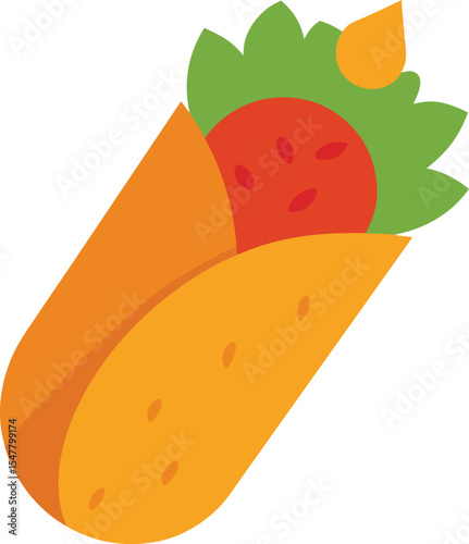 Flat Style Buffalo Chicken Wrap Whit Vector Art