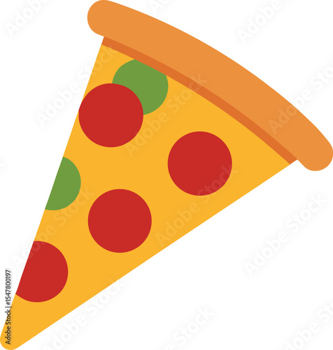 Flat Style Pepperoni Pizza Slice Whi Vector Art