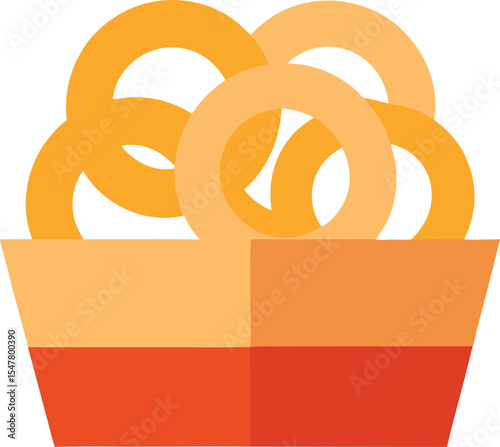 Flat Style Onion Rings In Paper Tray Vector Art