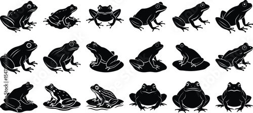 Stylist Frog Silhouette vector file, on white background.