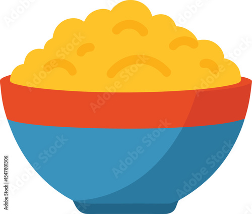 Flat Style Mac And Cheese Bowl Vector Art