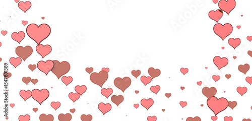 Falling red and pink hearts isolated on transparent background. Valentine’s day design.