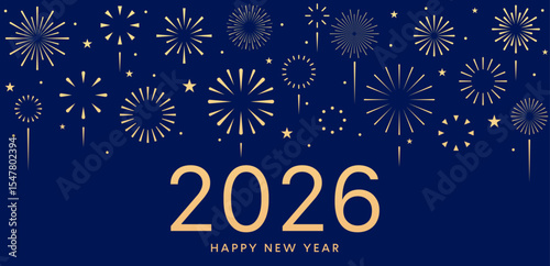 2026 fireworks card, New Year banner, festive poster
