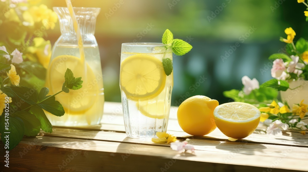 Fototapeta premium summer lemonade glass