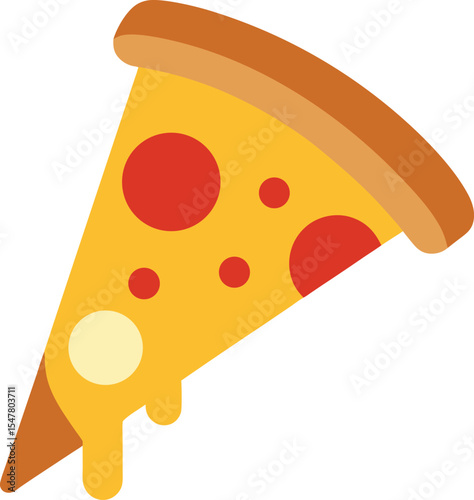 Flat Style Sausage Pizza Slice Vector Art