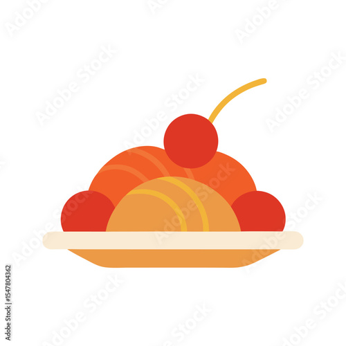 Flat Style Spaghetti With Meatballs Vector Art