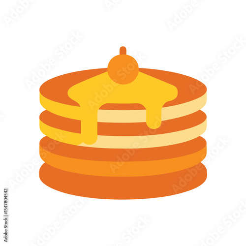 Flat Style Pancake Stack With Syrup Vector Art
