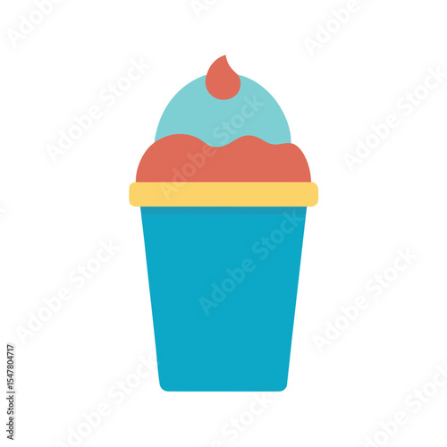 Flat Style Ice Cream In Plastic Cup Vector Art