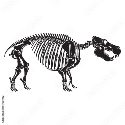 Mass and grace in balance – Hippopotamus skeleton silhouette translated into minimal Hippopotamus skeleton vector – Hippopotamus skeleton illustration

