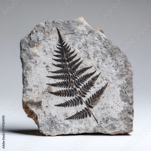 Fossil fern imprint on stone