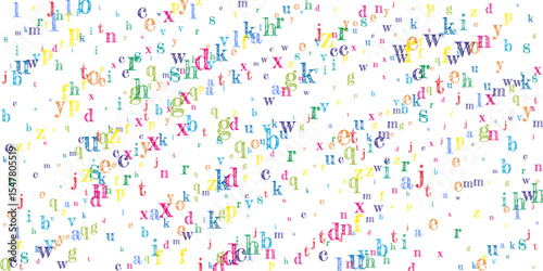 Flying latin letters. Colorful childish scattered
