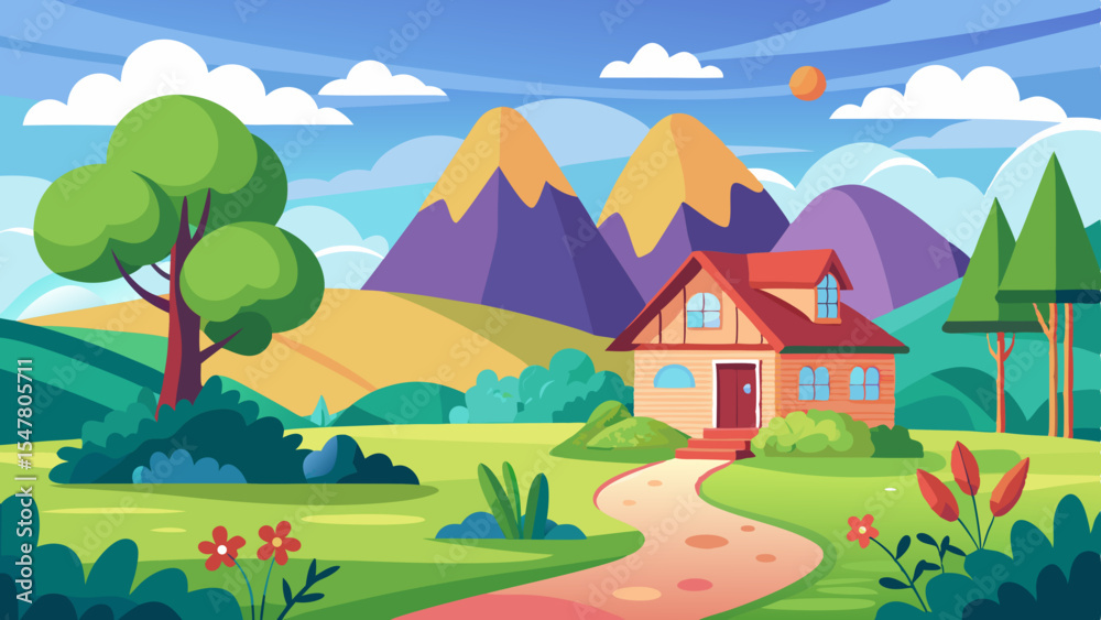 Fototapeta premium rural landscape with house vector