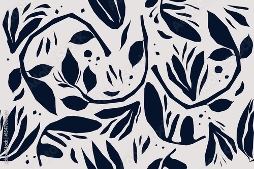 Organic abstract flowers shapes floral pattern. seamless pattern. botanical background. modern boho style. Natural plants leaves prints artwork wallpaper. Vintage spring