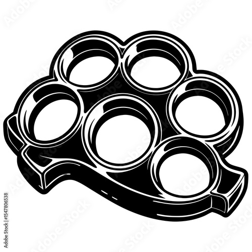 Brass knuckles are a dangerous weapon isolated on white background