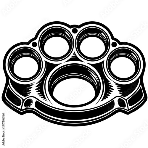 Brass knuckles isolated on white background are a dangerous weapon