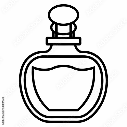 Perfume bottle with round stopper isolated on white background