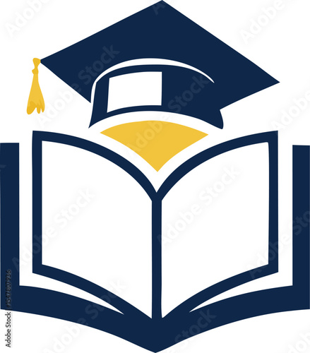 Graduation cap, diploma, and books symbolize academic success and the achievement of a college degree