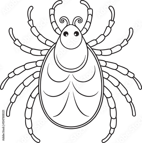 Tick bug illustration for kids fun coloring and insect identification