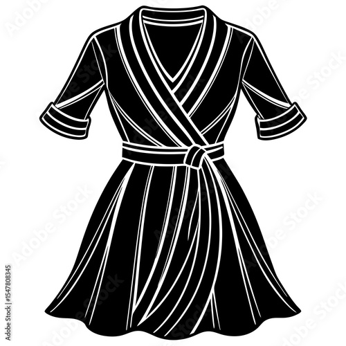 Wrap dress with short sleeves isolated on white background