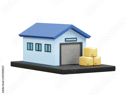  Warehouse icon 3d illustration rendering