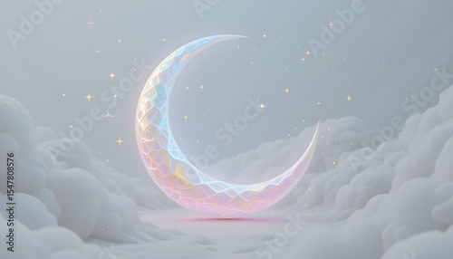  A bright moon surrounded by twinkling stars and wispy clouds in a night sky.
