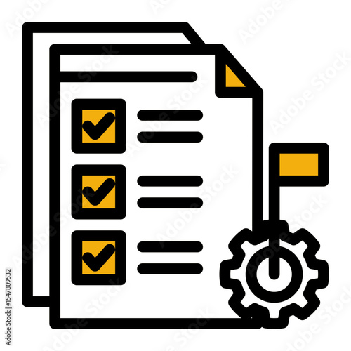 Objective Planning Icon - Outline Color Lineal Style for Achievement Tracking.