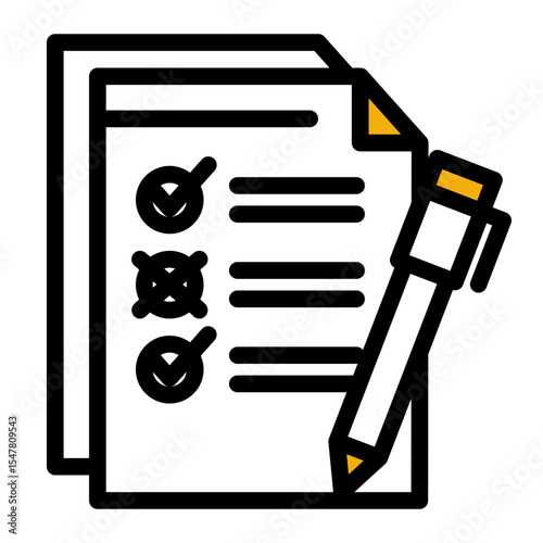 Task Verification Icon - Outline Color Lineal Style for Quality Control.