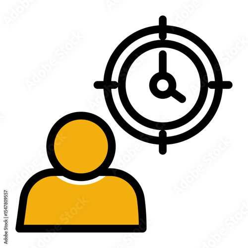 Concentration Period Icon - Outline Color Lineal Style for Deep Work Sessions.