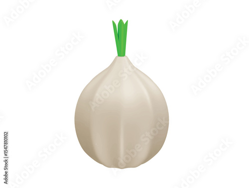 White onion icon 3d illustration rendering