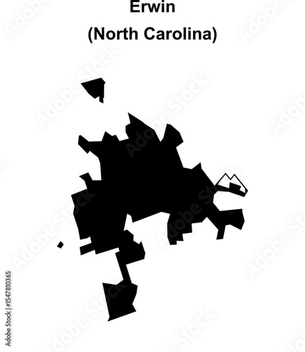 Erwin (North Carolina) blank outline map