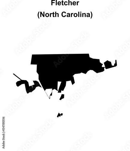 Fletcher (North Carolina) blank outline map