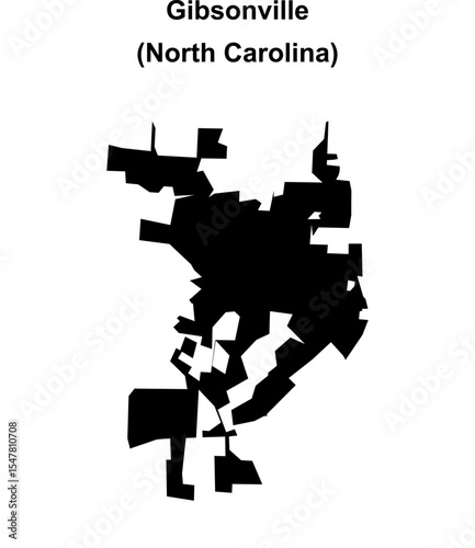 Gibsonville (North Carolina) blank outline map