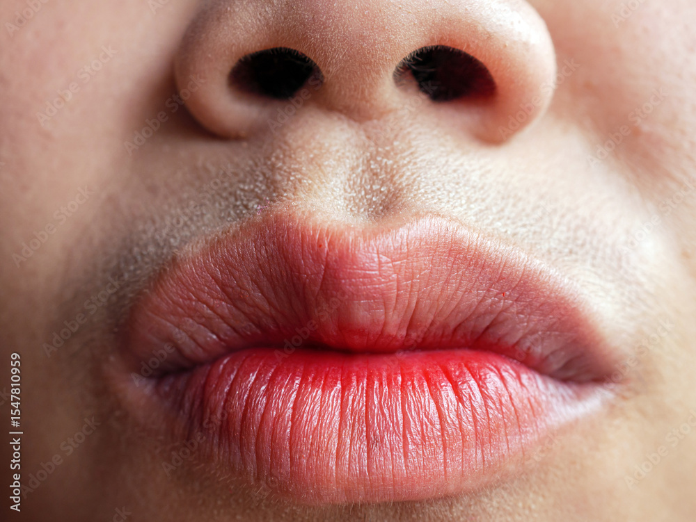 Fototapeta premium Sexy Mouth close-up. Beauty young woman Lips. lip filler injections. Fillers. Lip augmentation Beautiful Perfect Lips.