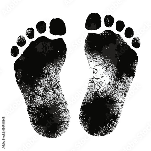 Human footprint retro photocopy stipple effect illustration artistic design vector