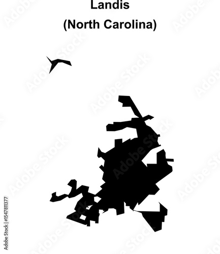 Landis (North Carolina) blank outline map