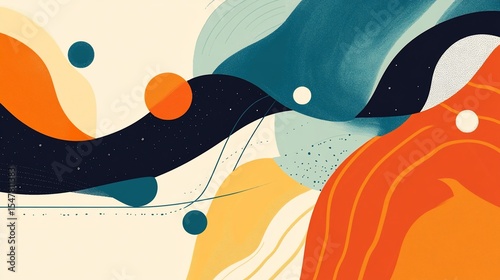 Dynamic Abstract Composition with Bold Color Palette and Geometric Shapes