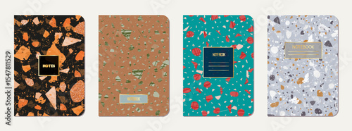 Note book cover design. Terrazzo abstract